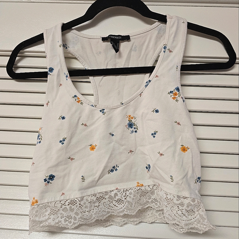 Forever 21 - Floral Lace Crop Racerback Top